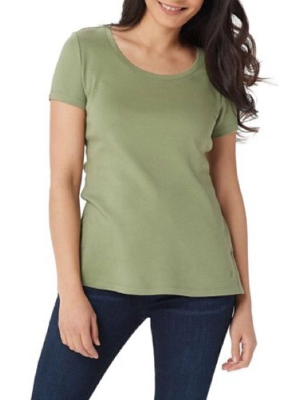 Isaac Mizrahi Essentials Scoop-Neck Side Slit Top